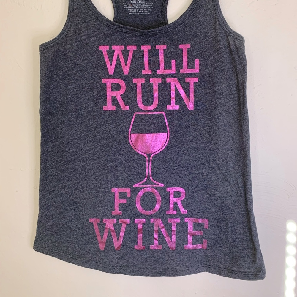 WILL RUN FOR WINE racerback